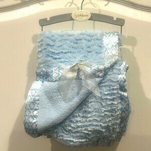Kyle & Deena  Baby Blanket blue soft silky edges Plush Security Lovey new